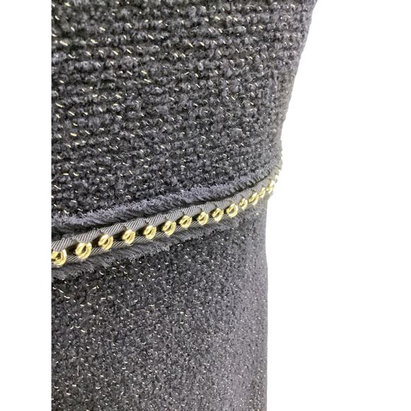 St. John Women’s Knit Dress SZ 16 Decorative Waist Chain Silver Links Navy Blue - Picture 4 of 5